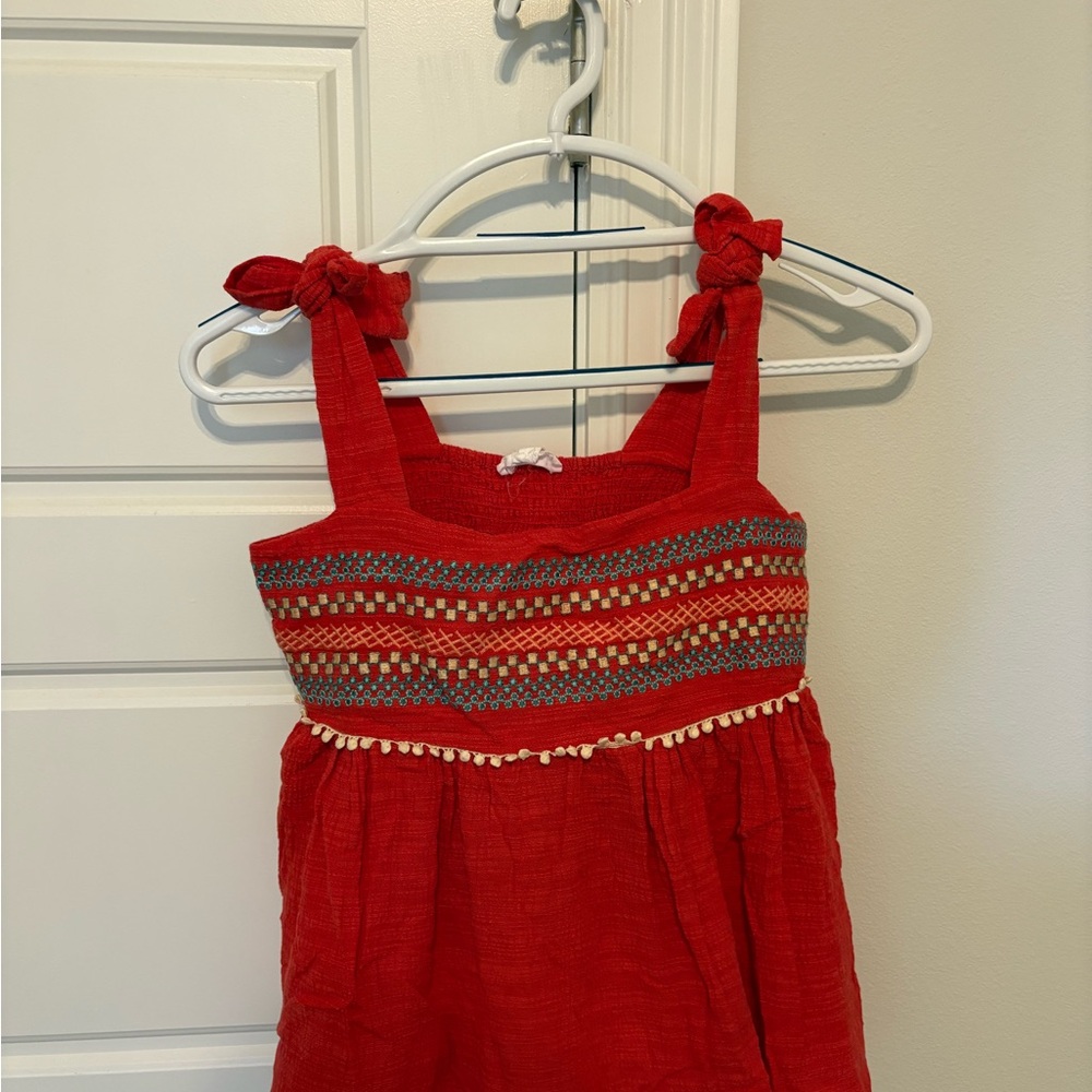 THML Red Sleeveless Top with Patterned Detail